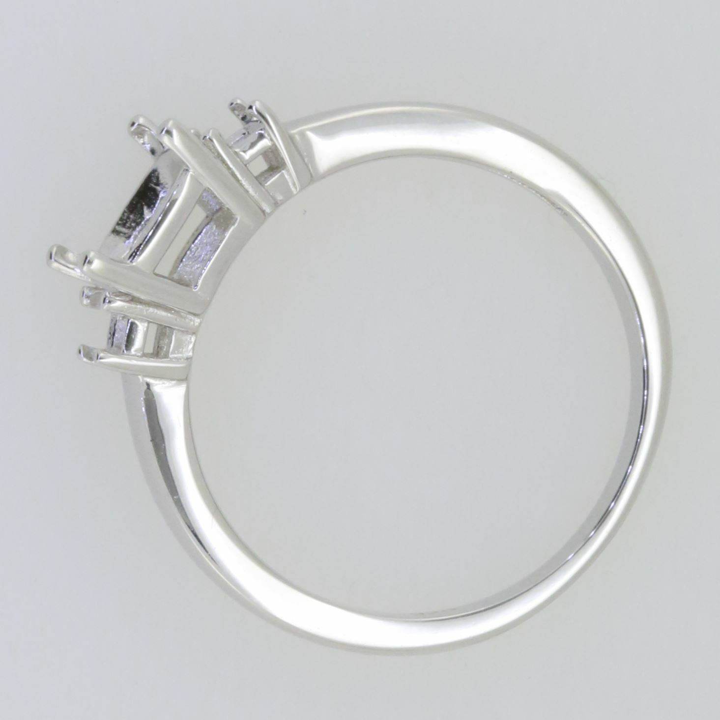 Sterling Silver Semi Mount Ring Setting Cushion CU 9x7mm CU 5x2.5 Whit - Syzjewelry