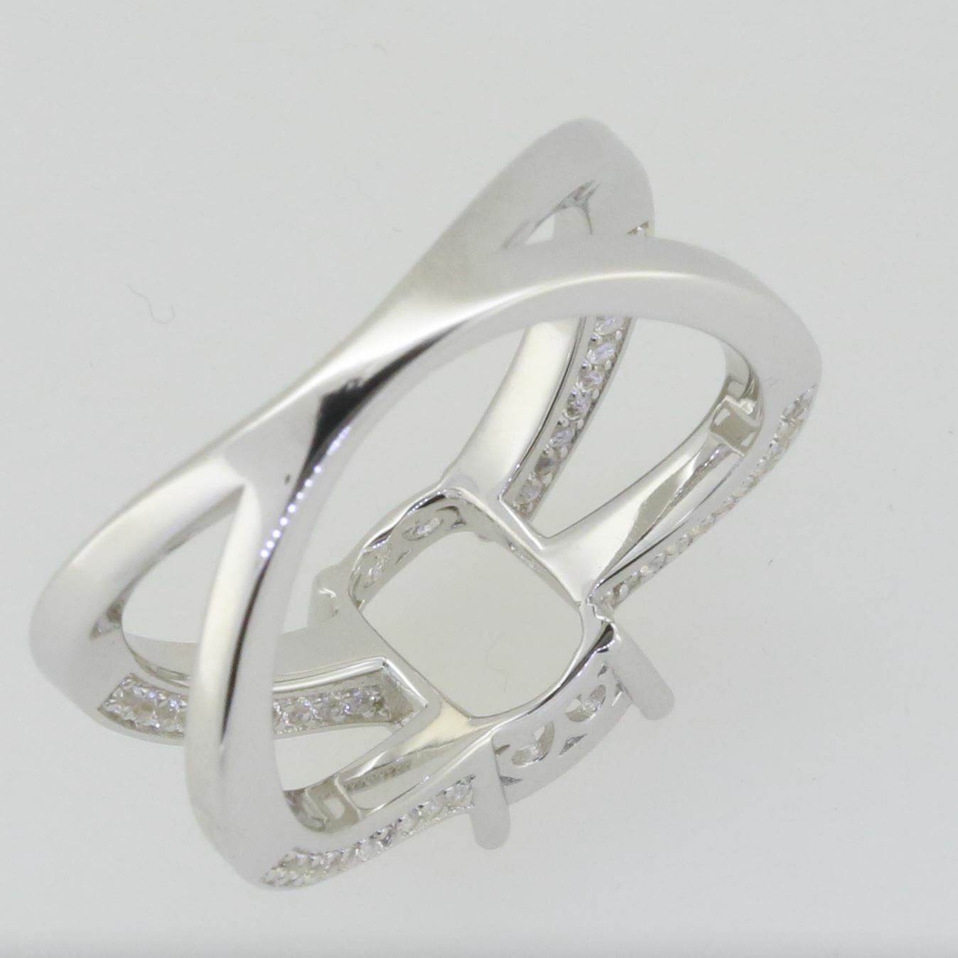 Sterling Silver Semi Mount Ring Setting Cushion CU 9x7mm White Topaz GTL207x - Syzjewelry