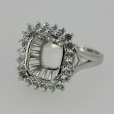 Sterling Silver Semi Mount Ring Setting Cushion CU 12x10mm Halo White Topaz - Syzjewelry