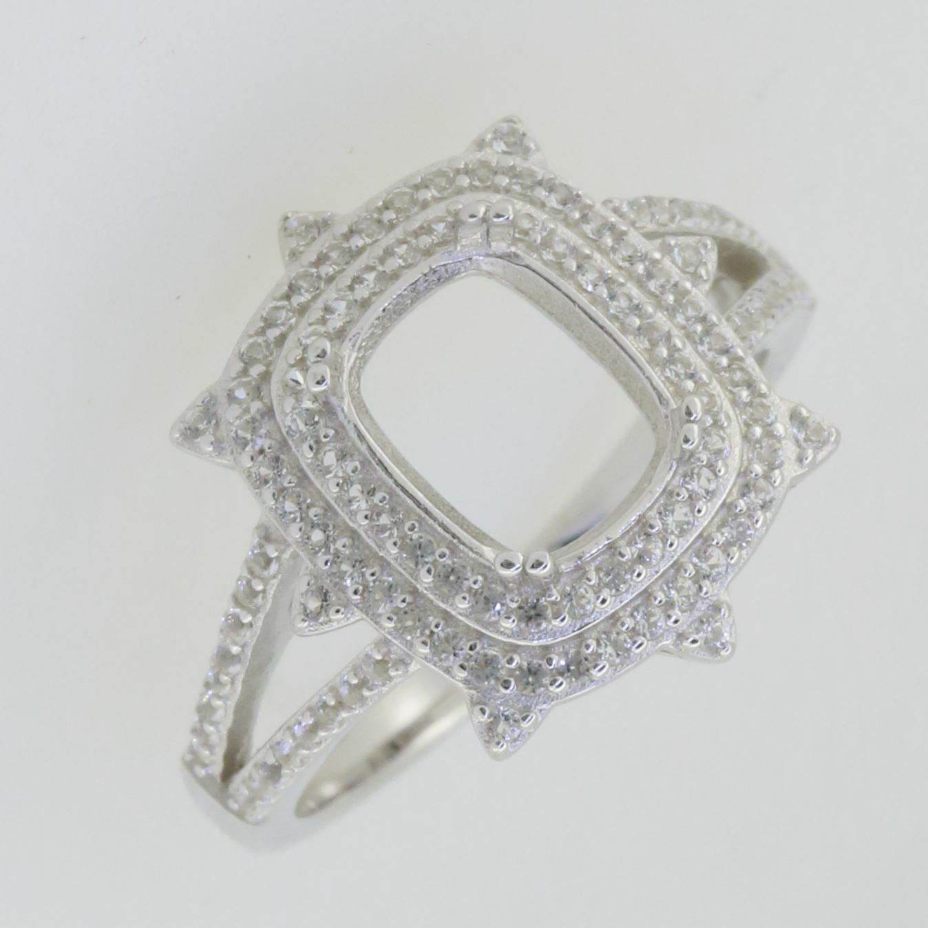 14K White Gold Semi Mount Ring Setting Cushion CU 9x7mm GTL20278R14K - Syzjewelry