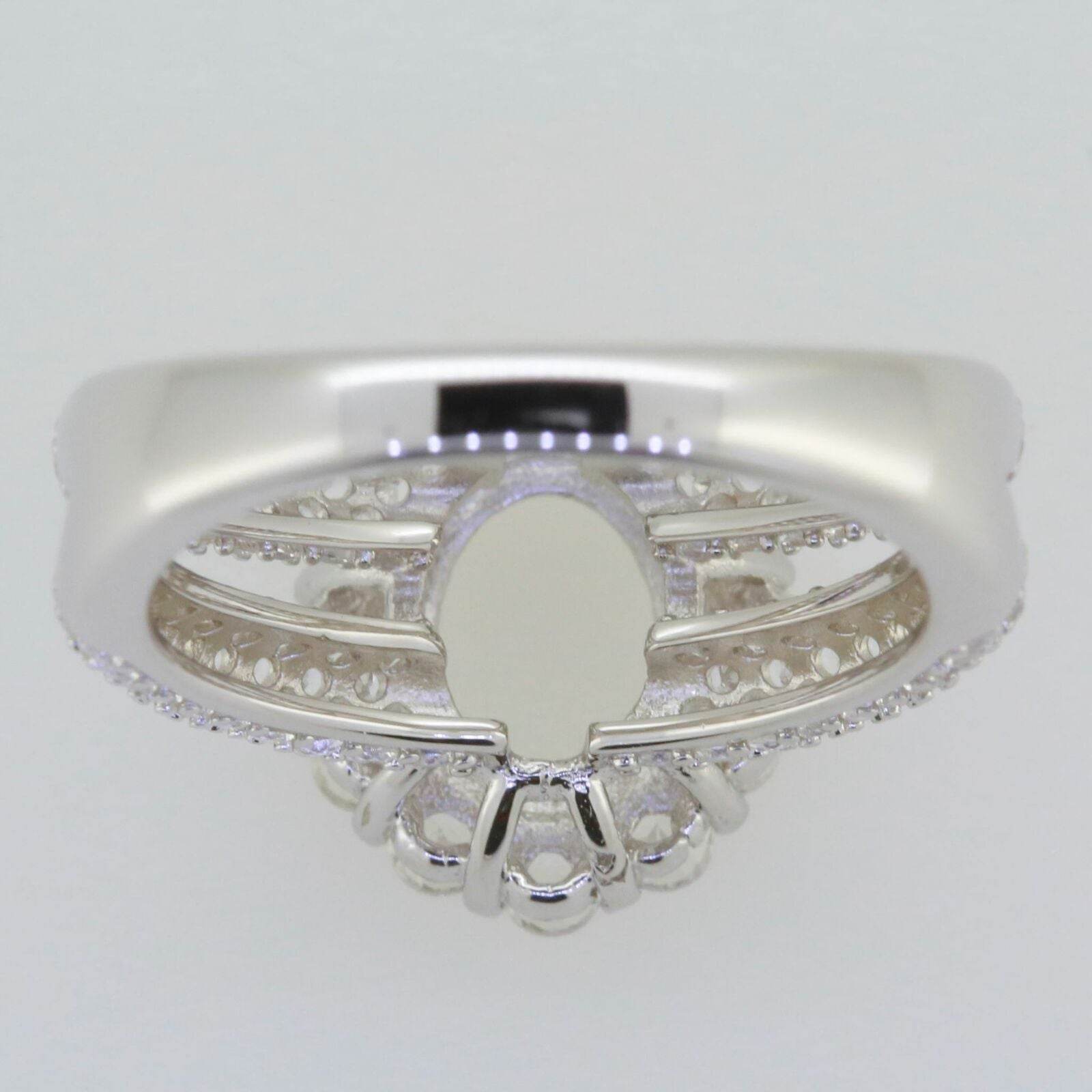 Sterling Silver Semi Mount Ring Setting Oval OV 9x7mm Halo Split Shank - Syzjewelry