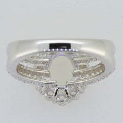 Sterling Silver Semi Mount Ring Setting Oval OV 9x7mm Halo Split Shank - Syzjewelry