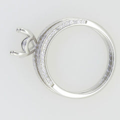 2 Pc Set Sterling Silver Semi Mount Ring Setting Round RD 8x8mm Engagement\ - Syzjewelry