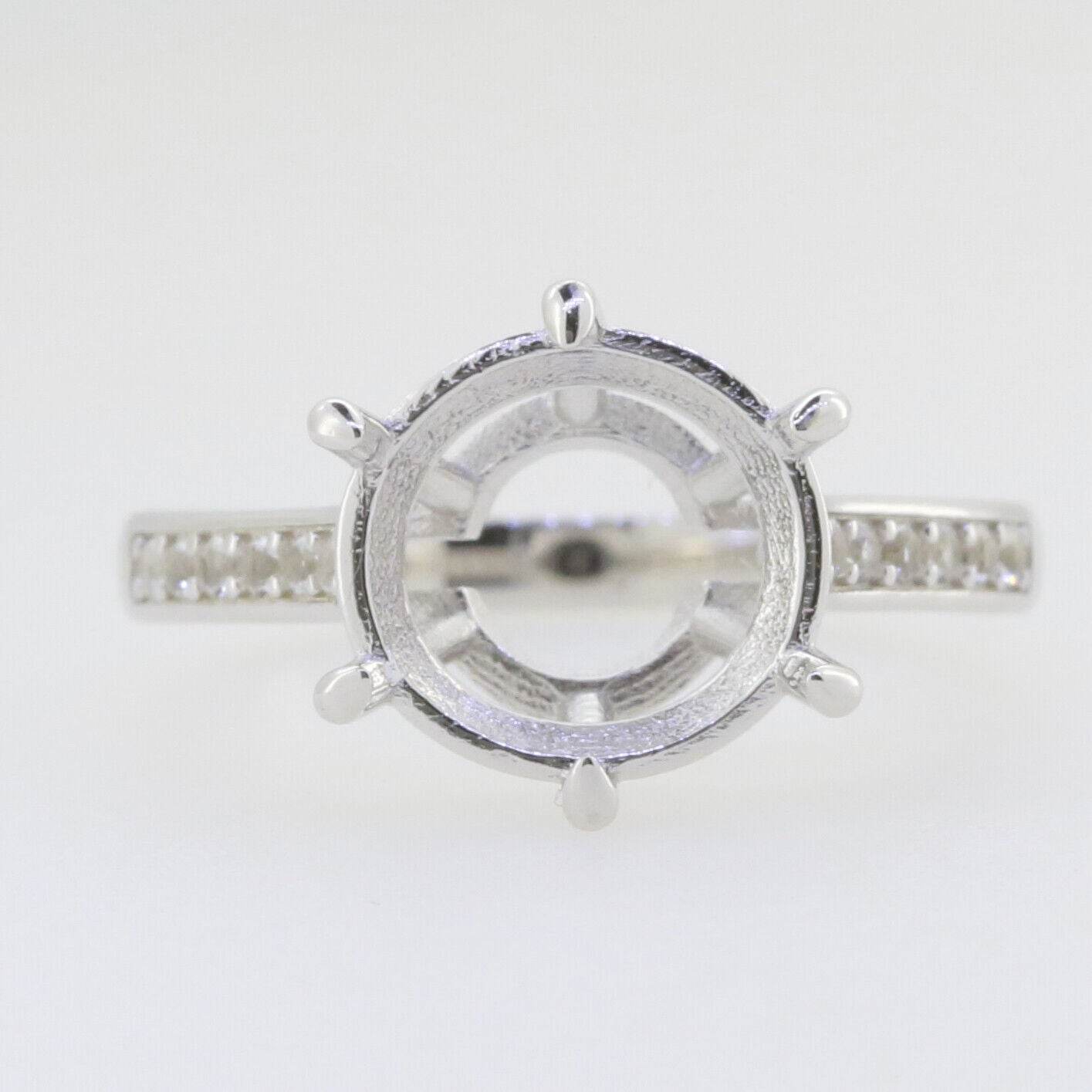 Sterling Silver Semi Mount Ring Setting Round RD 11x11mm White Topaz - Syzjewelry