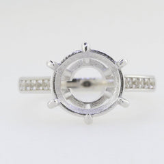 Sterling Silver Semi Mount Ring Setting Round RD 11x11mm White Topaz - Syzjewelry