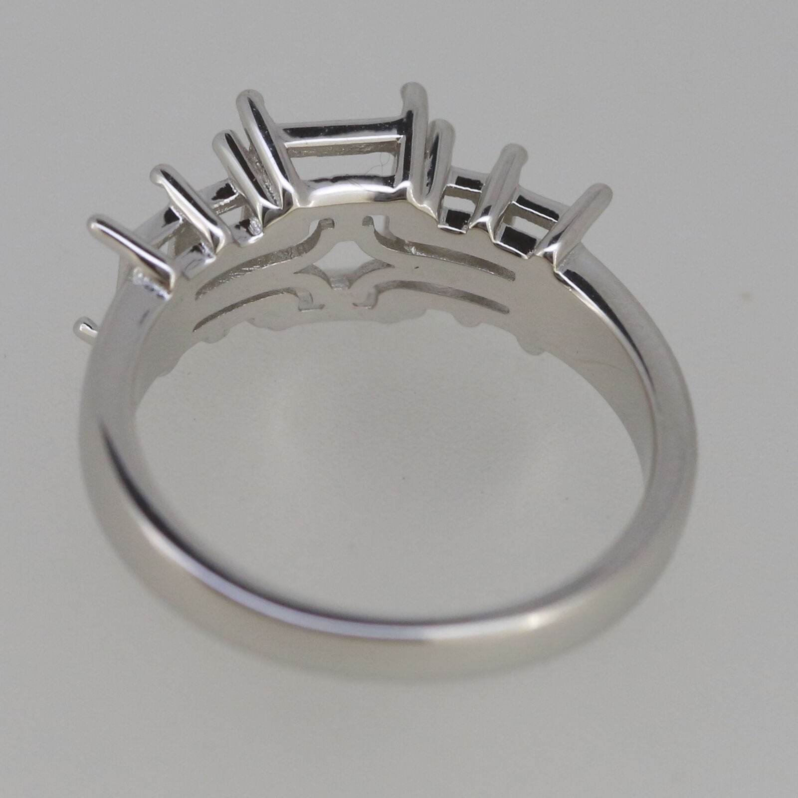 Sterling Silver Semi Mount Ring Setting Emerald OCT 8x6mm OCT 5x3mm - Syzjewelry