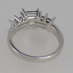 Sterling Silver Semi Mount Ring Setting Emerald OCT 8x6mm OCT 5x3mm - Syzjewelry