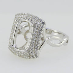 Sterling Silver Semi Mount Ring Setting Cushion CU 12X8mm White Topaz - Syzjewelry