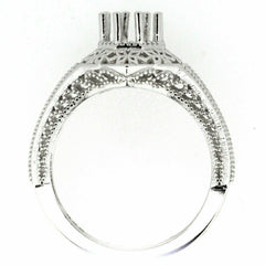 Sterling Silver Semi Mount Ring Setting Round RD 6x6mm Art Deco Style - Syzjewelry