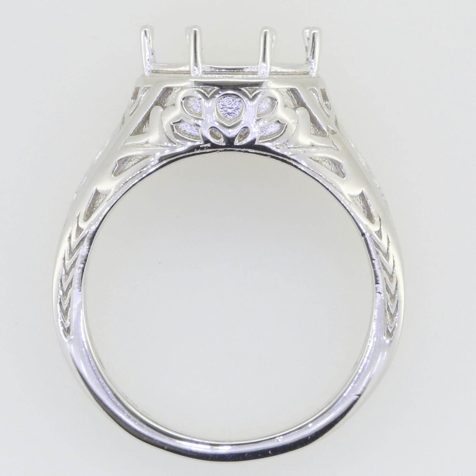 Men's Sterling Silver Semi Mount Ring Setting Round RD 12x12mm Unisex - Syzjewelry