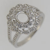 Sterling Silver Semi Mount Ring Setting Oval OV 6x5mm White Topaz - Syzjewelry