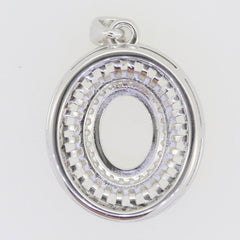 Sterling Silver Semi Mount Pendant Setting Oval OV 9x7mm Baguette Halo - Syzjewelry