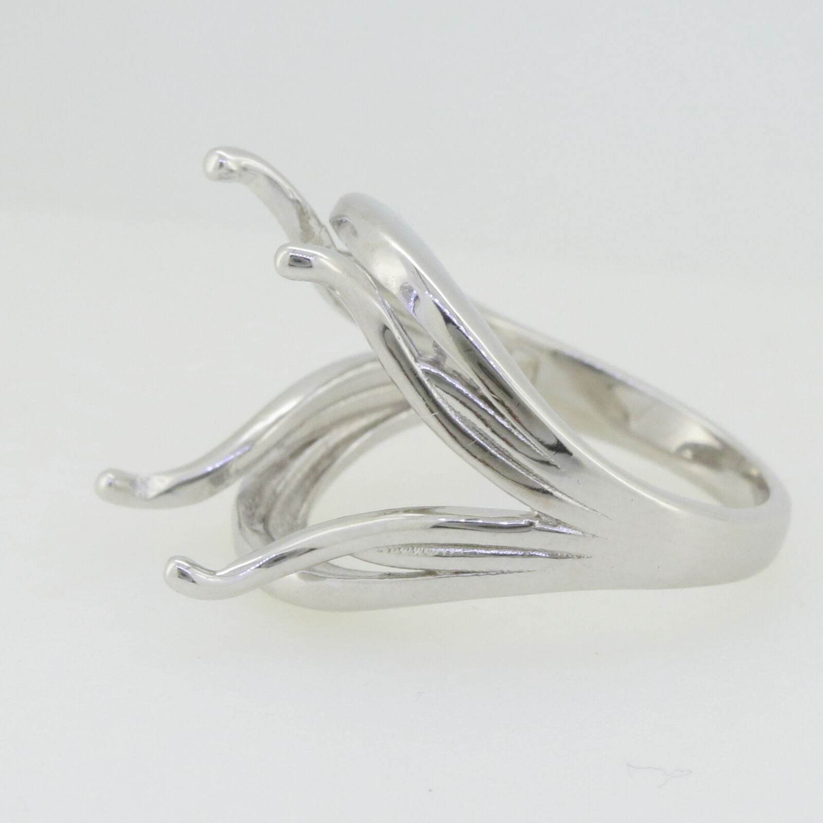 Sterling Silver Semi Mount Ring Setting Emerald OCT 16x12mm Scissor Cut Tourmali - Syzjewelry