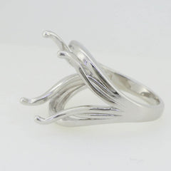 Sterling Silver Semi Mount Ring Setting Emerald OCT 16x12mm Scissor Cut Tourmali - Syzjewelry