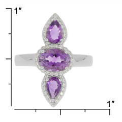 Sterling Silver Semi Mount Ring Setting OV 8x6mm PE 6x4mm 3 stone - Syzjewelry