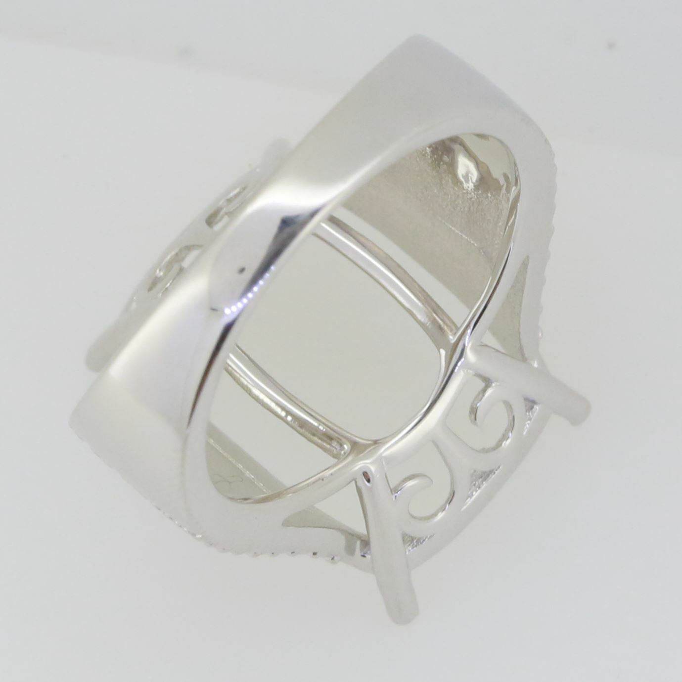 Sterling Silver Semi Mount Ring Setting Cushion CU 18X13mm White Topaz - Syzjewelry