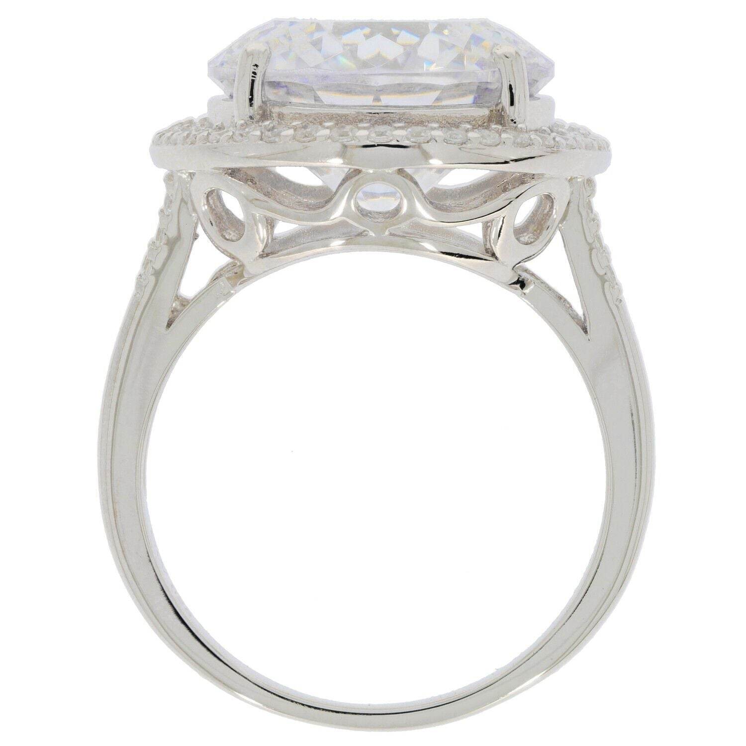 Sterling Silver Semi Mount Ring Setting Round RD 13X13mm Halo W/ White Topaz - Syzjewelry