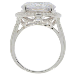 Sterling Silver Semi Mount Ring Setting Round RD 13X13mm Halo W/ White Topaz - Syzjewelry