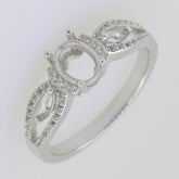 Sterling Silver Semi Mount Ring Setting Oval OV 7X5mm MQ 4x2mm 3 Stones - Syzjewelry