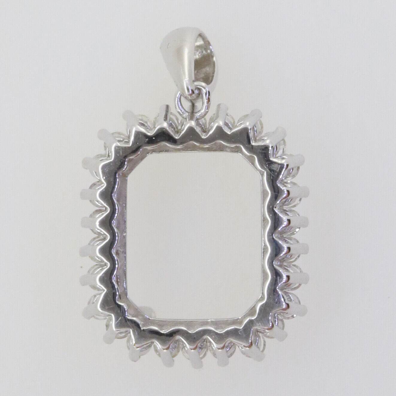 Sterling Silver Semi Mount Pendant Setting Emerald OCT 11x9mm Halo Topaz - Syzjewelry