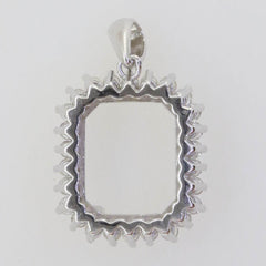 Sterling Silver Semi Mount Pendant Setting Emerald OCT 11x9mm Halo Topaz - Syzjewelry