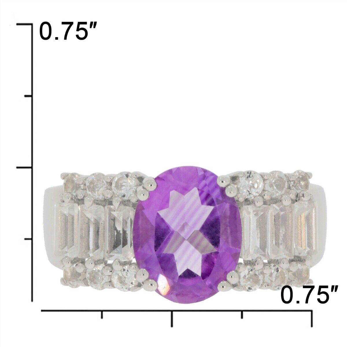 Sterling Silver Semi Mount Ring Setting Oval OV 10x8mm Baguette 3 Row - Syzjewelry