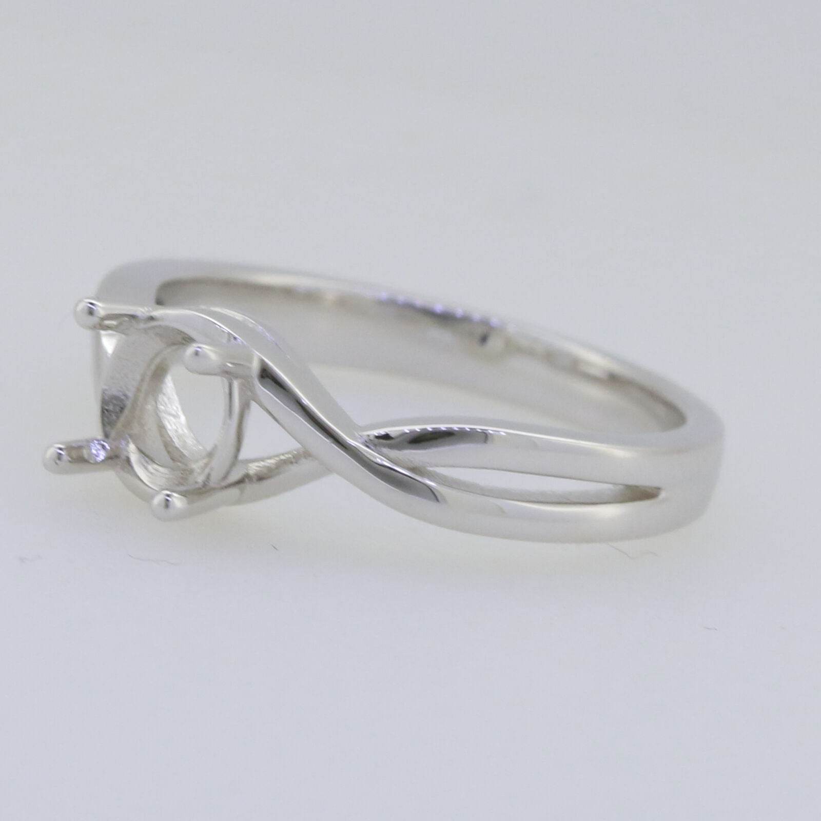 Sterling Silver Semi Mount Ring Setting Round RD 6x6mm Crisscross Shank - Syzjewelry