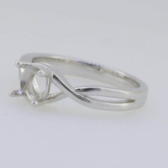 Sterling Silver Semi Mount Ring Setting Round RD 6x6mm Crisscross Shank - Syzjewelry