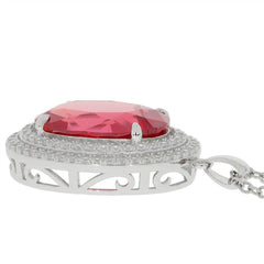 Sterling Silver Semi Mount Pendant Setting Oval OV 16x12mm Double Halo - Syzjewelry