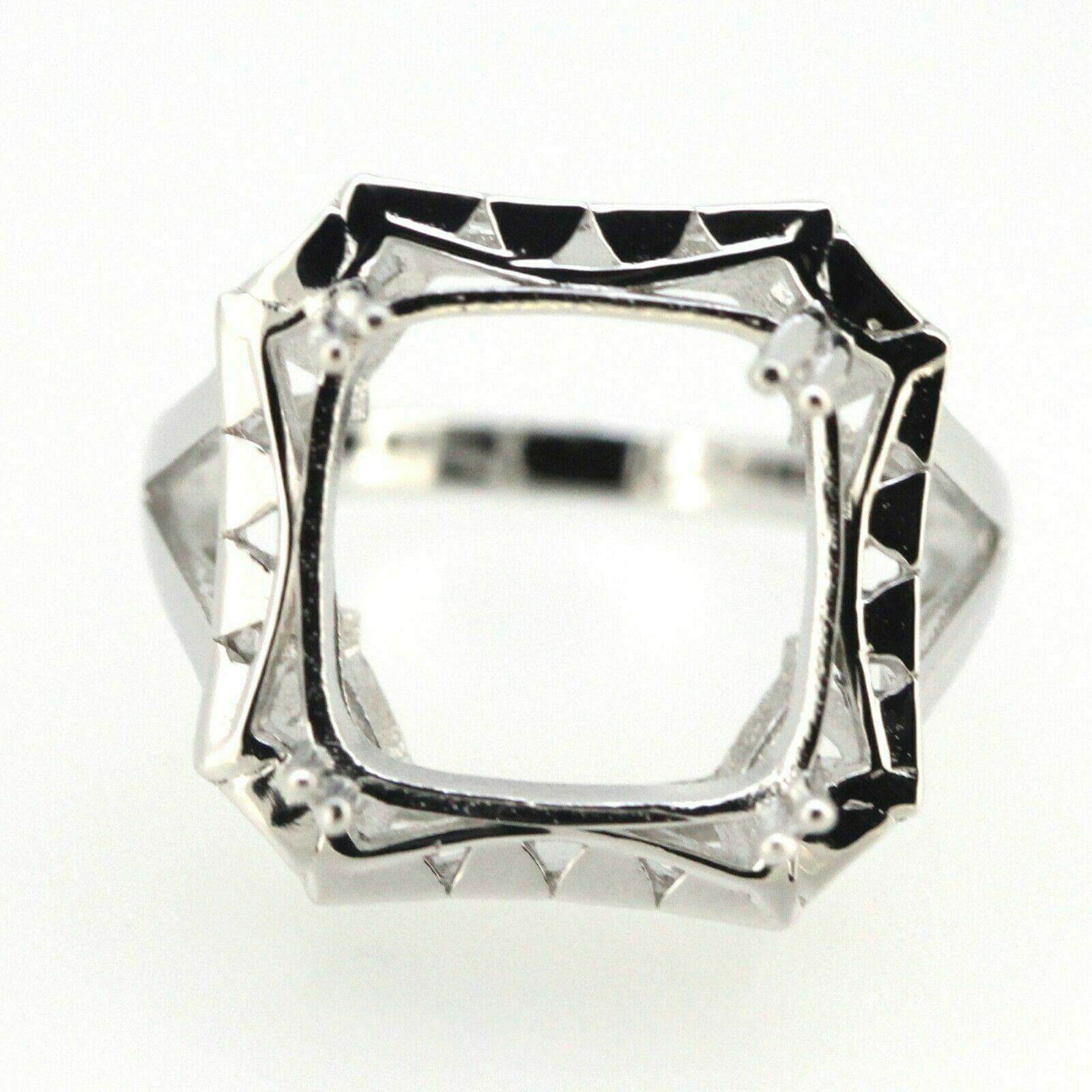 Sterling Silver Semi Mount Ring Setting Cushion Cu13x13mm Vintage Style - Syzjewelry
