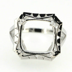 Sterling Silver Semi Mount Ring Setting Cushion Cu13x13mm Vintage Style - Syzjewelry