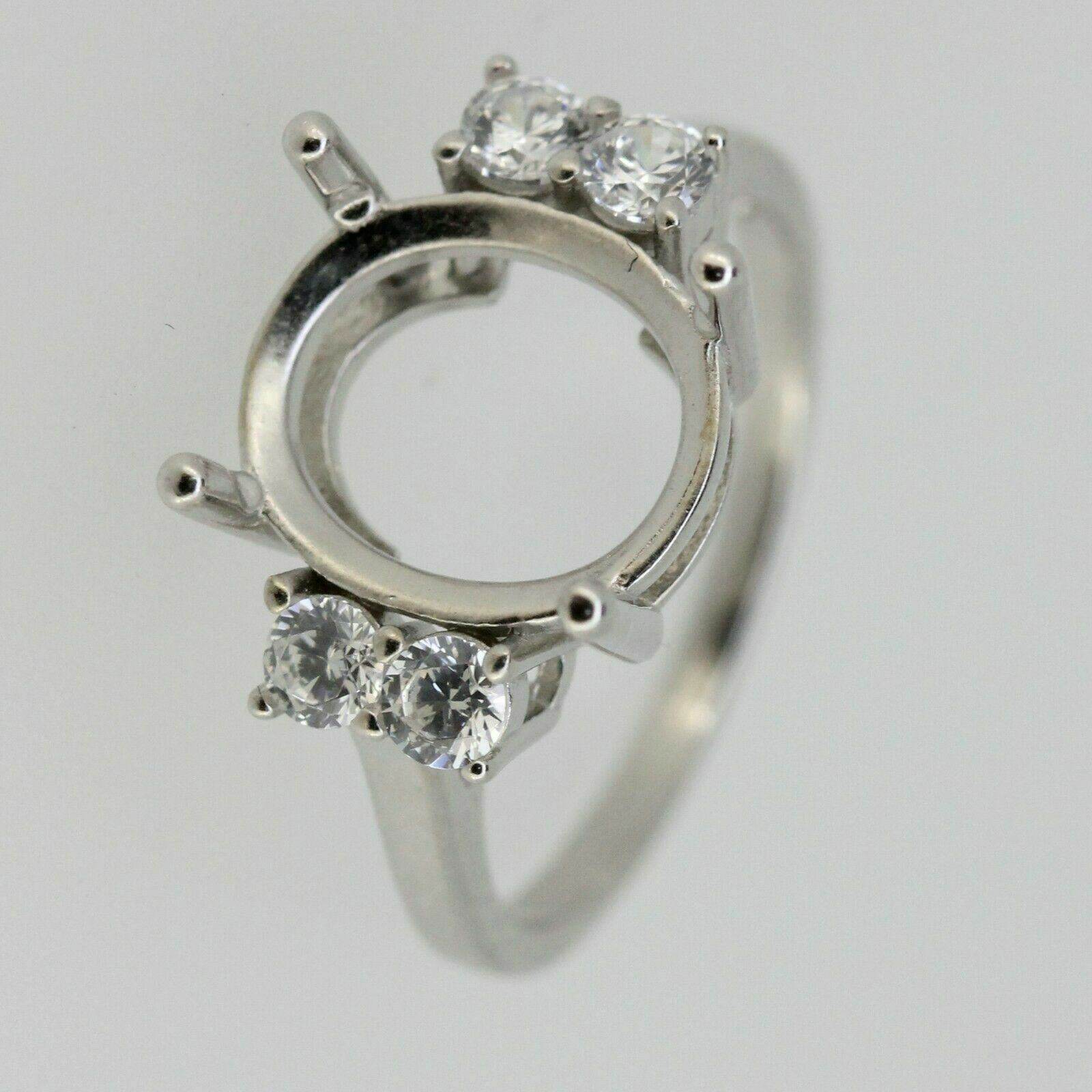 Sterling Silver Semi Mount Ring Setting OV 12x10mm White Topaz - Syzjewelry