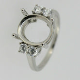 Sterling Silver Semi Mount Ring Setting OV 12x10mm White Topaz - Syzjewelry