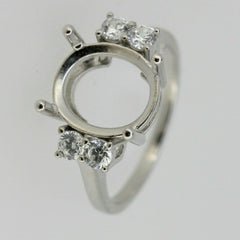 Sterling Silver Semi Mount Ring Setting OV 12x10mm White Topaz - Syzjewelry