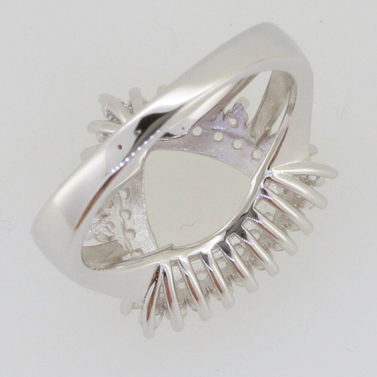 Sterling Silver Semi Mount Ring Setting Trillion Tri 10x10mm Halo Topaz - Syzjewelry