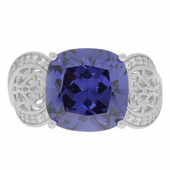 Sterling Silver Semi Mount Ring Setting CU 12X12mm Engagement Ring White Topaz Criss Cross Shank - Syzjewelry