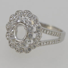 Sterling Silver Semi Mount Ring Setting Oval OV 6x5mm White Topaz - Syzjewelry