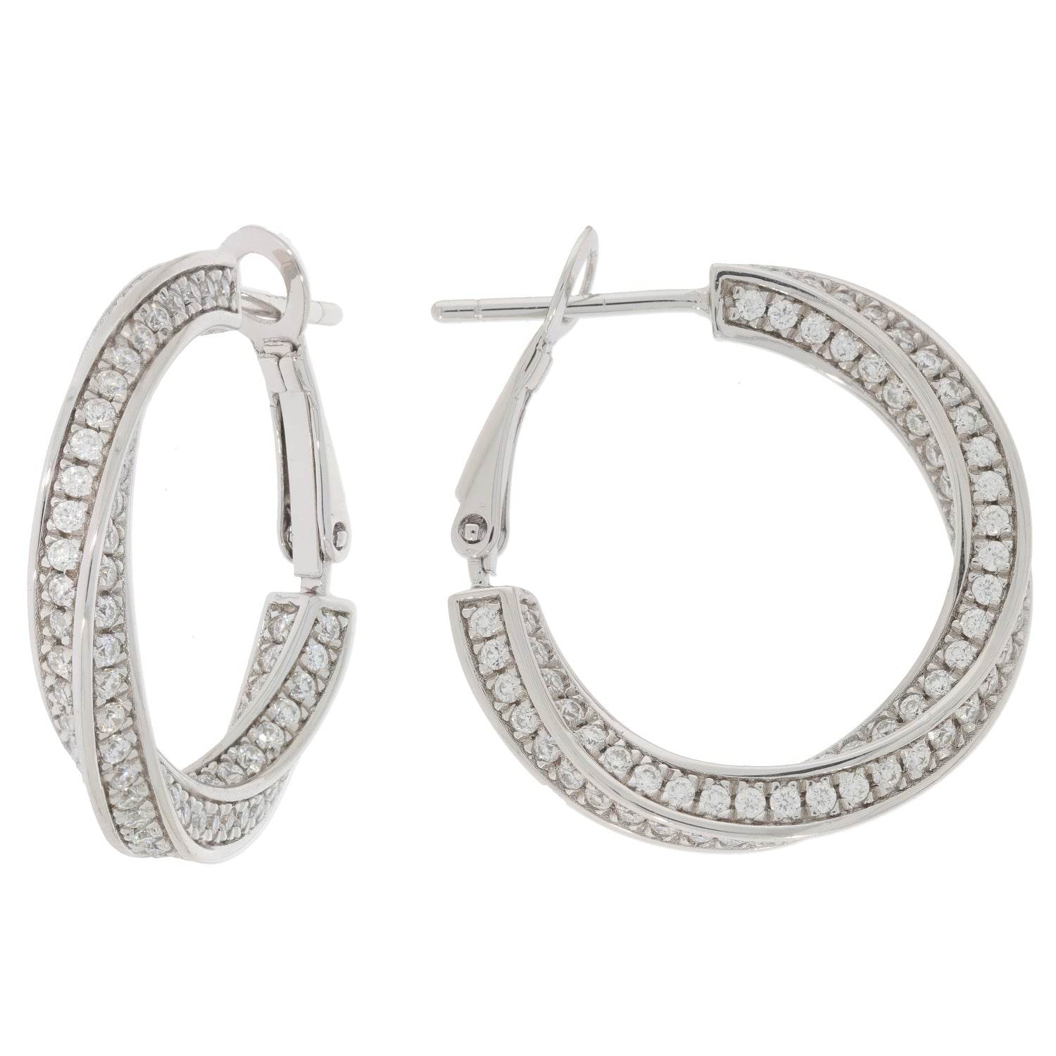 Sterling Silver Earrings Hoops with Colorless D Moissanite 1.2mm 264 Pieces - Syzjewelry
