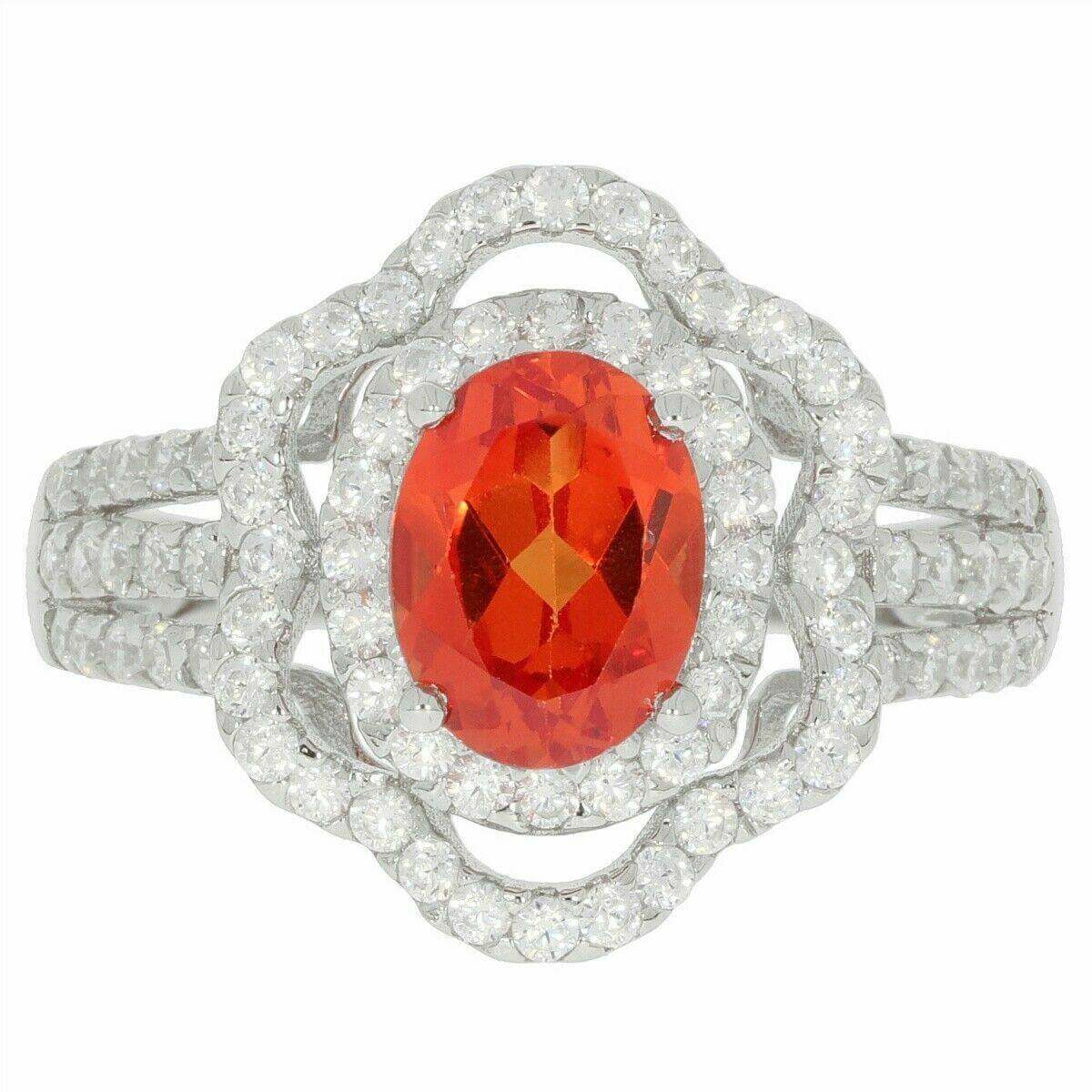 Sterling Silver Semi Mount Ring Setting OV 8x6mm White Topaz Double Halo - Syzjewelry