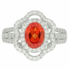 Sterling Silver Semi Mount Ring Setting OV 8x6mm White Topaz Double Halo - Syzjewelry