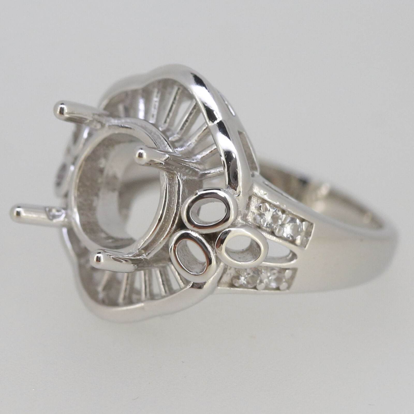 Vintage Style Sterling Silver Semi Mount Ring Setting Round RD 10x10mm - Syzjewelry