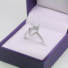 Sterling Silver Semi Mount Ring Setting Pear Cut PE 12x8mm filigree - Syzjewelry