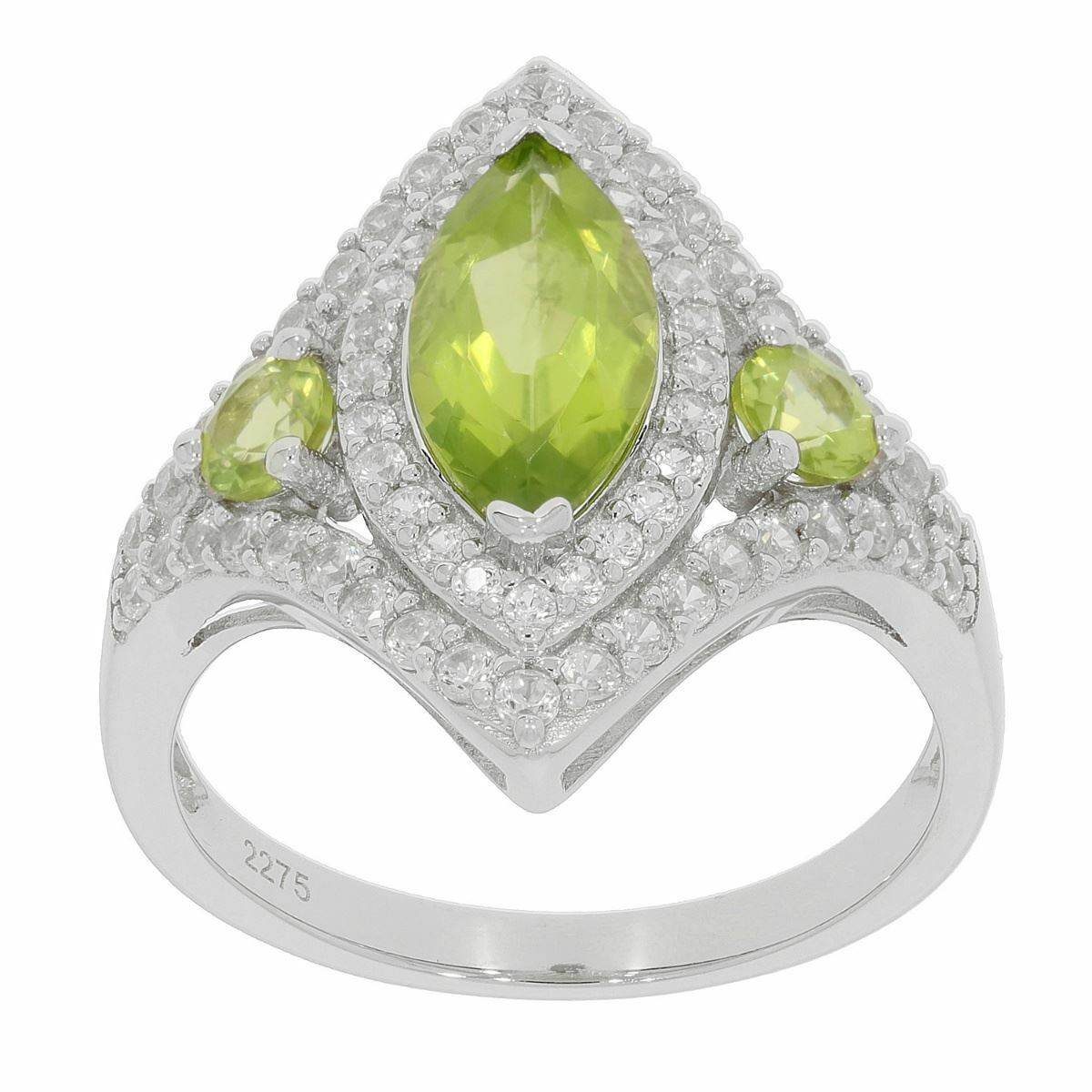 Sterling Silver Semi Mount Ring Setting MQ 12X6mm RD 3.5mm 3 Stones Halo - Syzjewelry