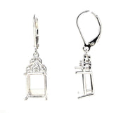 Sterling Silver Semi Mount Earrings Setting OCT 10X8mm Leverback White - Syzjewelry