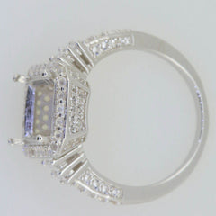 14K White Gold Semi Mount Ring Setting Emerald OCT 12x9mm Engagement Halo - Syzjewelry