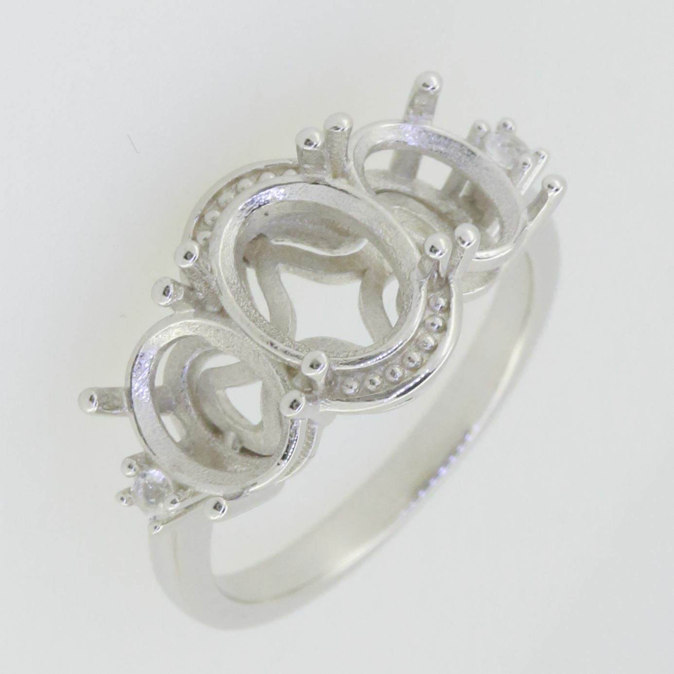 Sterling Silver Semi Mount Ring Setting Oval OV 9X7mm OV 7x5 Three Sto - Syzjewelry