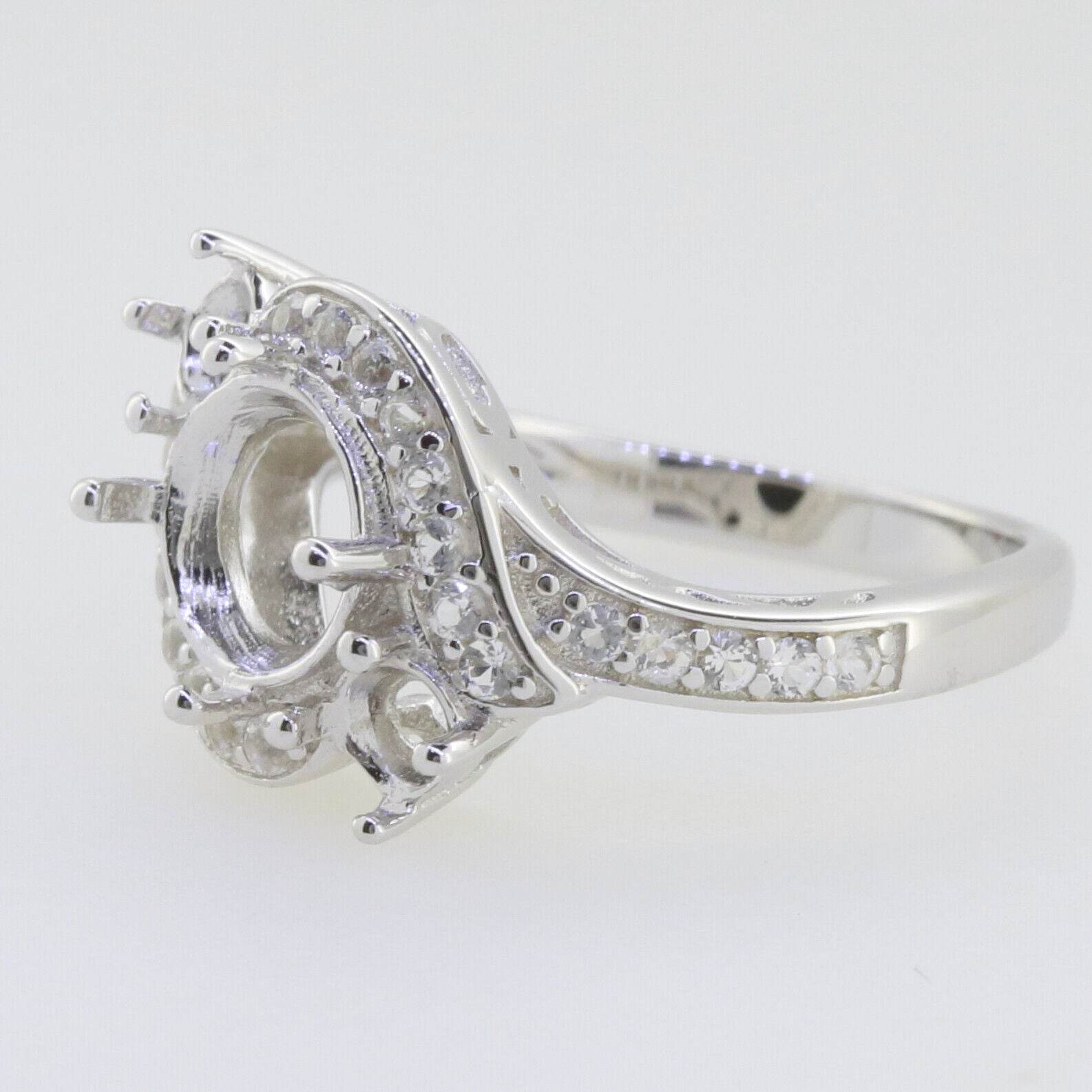 Sterling Silver Semi Mount Ring Setting Round RD 8x8 4x4mm 3 Stones By - Syzjewelry