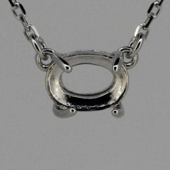 Sterling Silver Semi Mount Pendant Setting Oval OV 7x5mm Cab 18" Chain - Syzjewelry