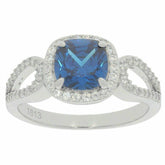 Sterling Silver Semi Mount Ring Setting Cushion Cu 7x7mm Halo Split Shank - Syzjewelry