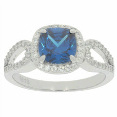 Sterling Silver Semi Mount Ring Setting Cushion Cu 7x7mm Halo Split Shank - Syzjewelry